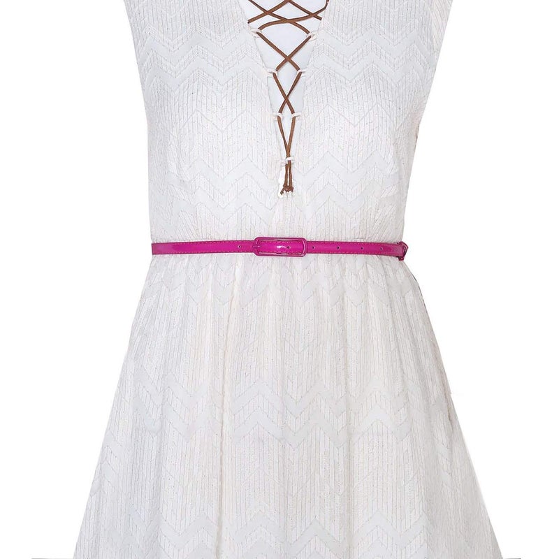 Selighting Women's Solid Color Faux Leather Skinny Belts for Dresses (One Size, Rose) - Image 1